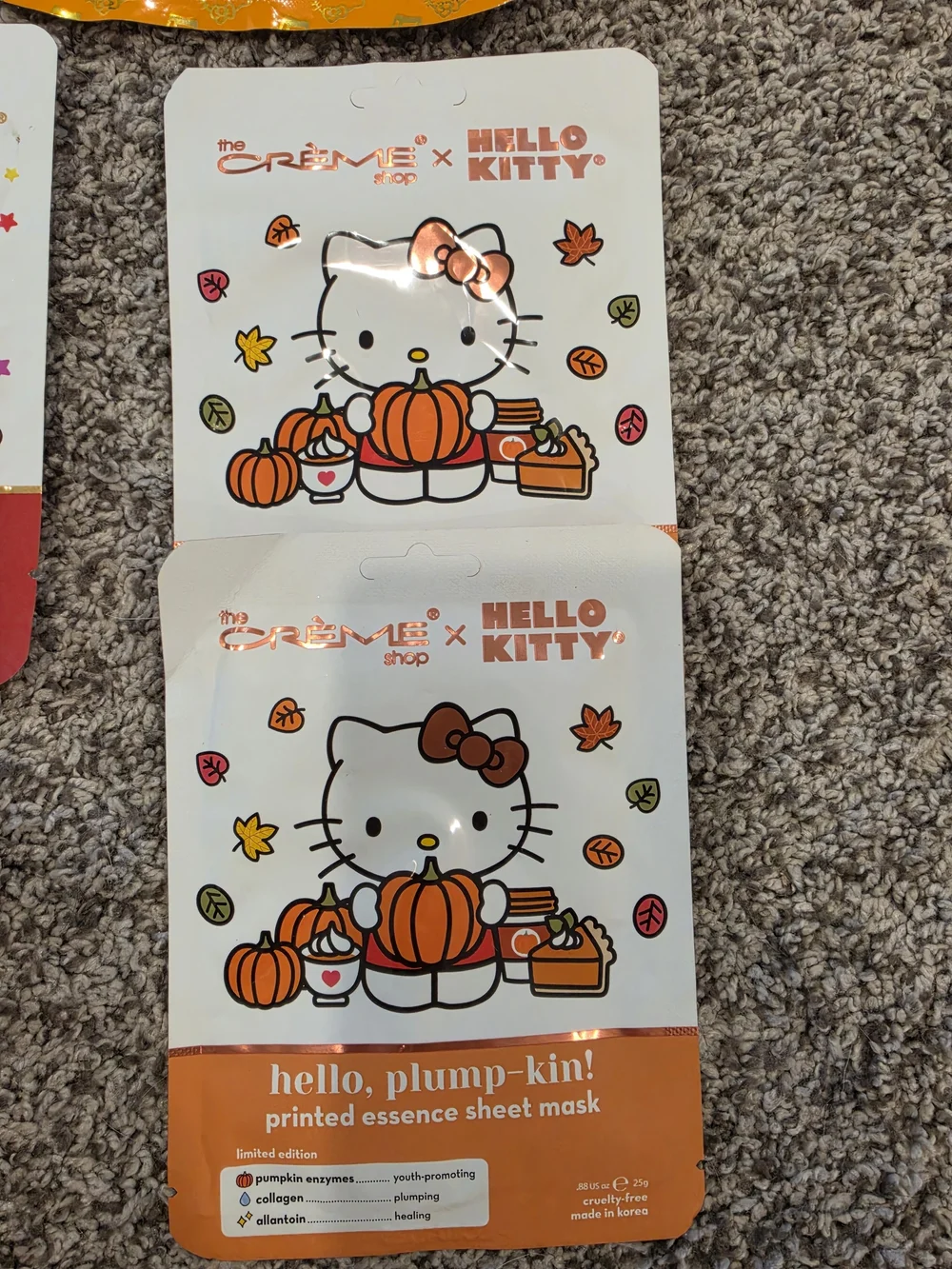 Hello Kitty Fall Kids Skin & Hair Sheet Mask Pack in Orange and Red Accents